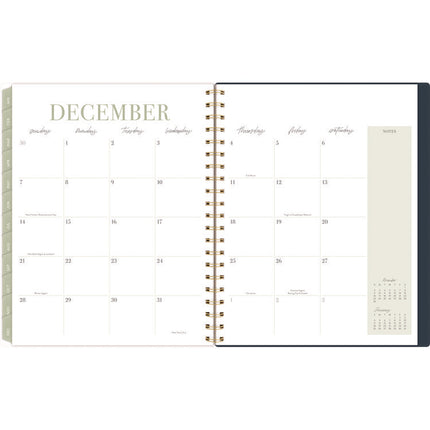 Leah Bisch Weekly/Monthly Floral Planner, Floral Artwork, 11" x 9.25", Blue/White/Gold Cover, 12-Month (Jan to Dec): 2025