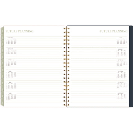 Leah Bisch Weekly/Monthly Floral Planner, Floral Artwork, 11" x 9.25", Blue/White/Gold Cover, 12-Month (Jan to Dec): 2025