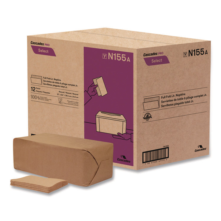 Select Full Fold II Napkins, 1-Ply, 12 x 8.5, White, 800/Pack, 12 Packs/Carton