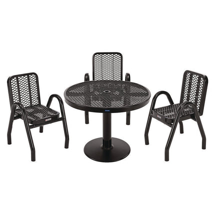 Outdoor Dining Set, Round, 36" dia x 29"h, Black Top, Black Base/Legs