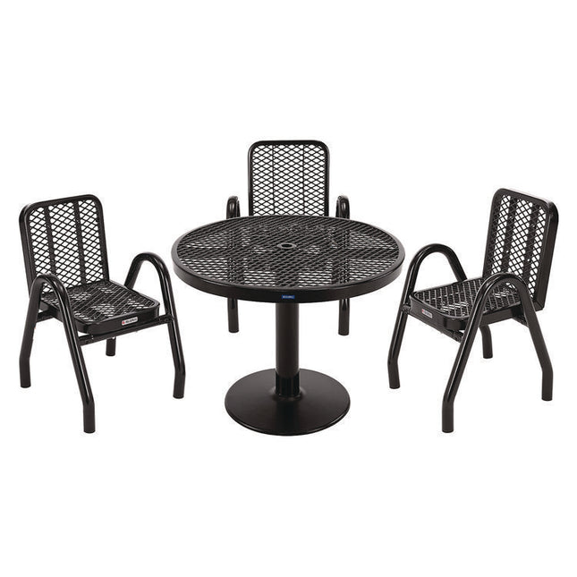 Outdoor Dining Set, Round, 36" dia x 29"h, Black Top, Black Base/Legs