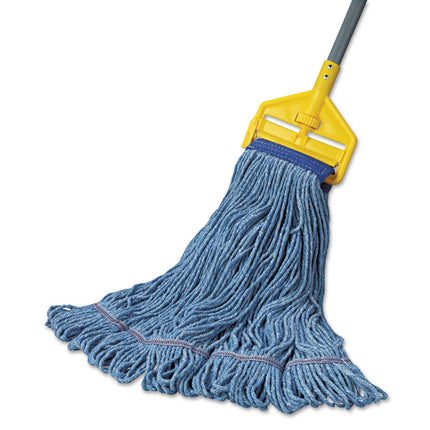 Super Loop Wet Mop Head, Cotton/synthetic Fiber, 5" Headband, X-Large Size, Blue, 12/carton