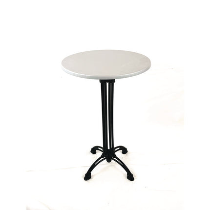 Topalit Tables, Round, 24" dia x 44"h, Brushed Silver Top, Black Iron Base/Legs
