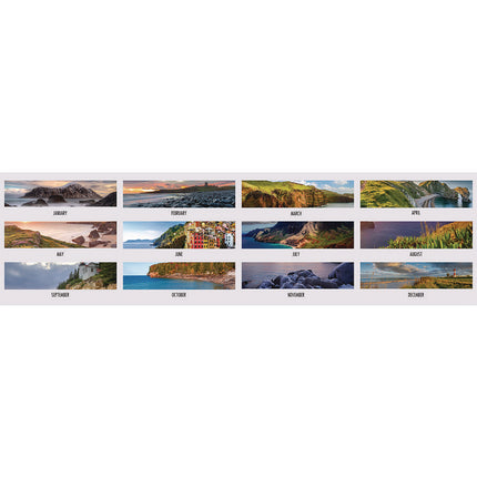 Earthscapes Recycled Monthly Desk Pad Calendar, Coastlines Photos, 22 x 17, Black Binding/Corners,12-Month (Jan-Dec): 2025