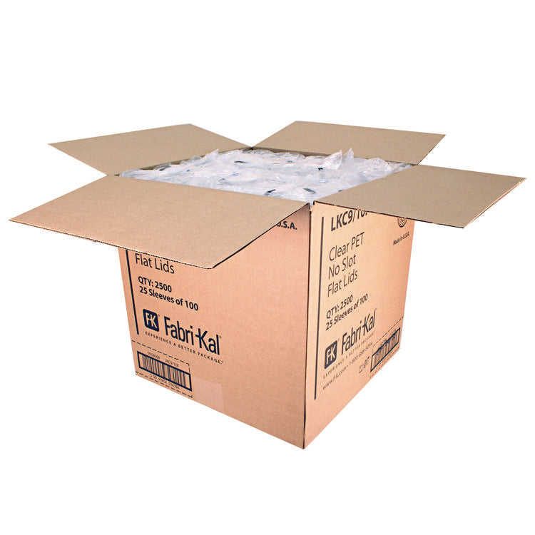 Kal-Clear/Nexclear Drink Cup Lids, Flat Lid with No Slot, Fits 9 oz to 10 oz Cold Cups, Plastic, Clear, 2,500/Carton