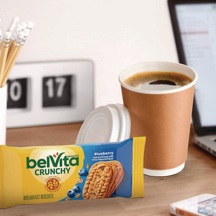 belVita Breakfast Biscuits, 1.76 oz Pack, Blueberry, 8 Packs/Box, 8 Boxes/Carton
