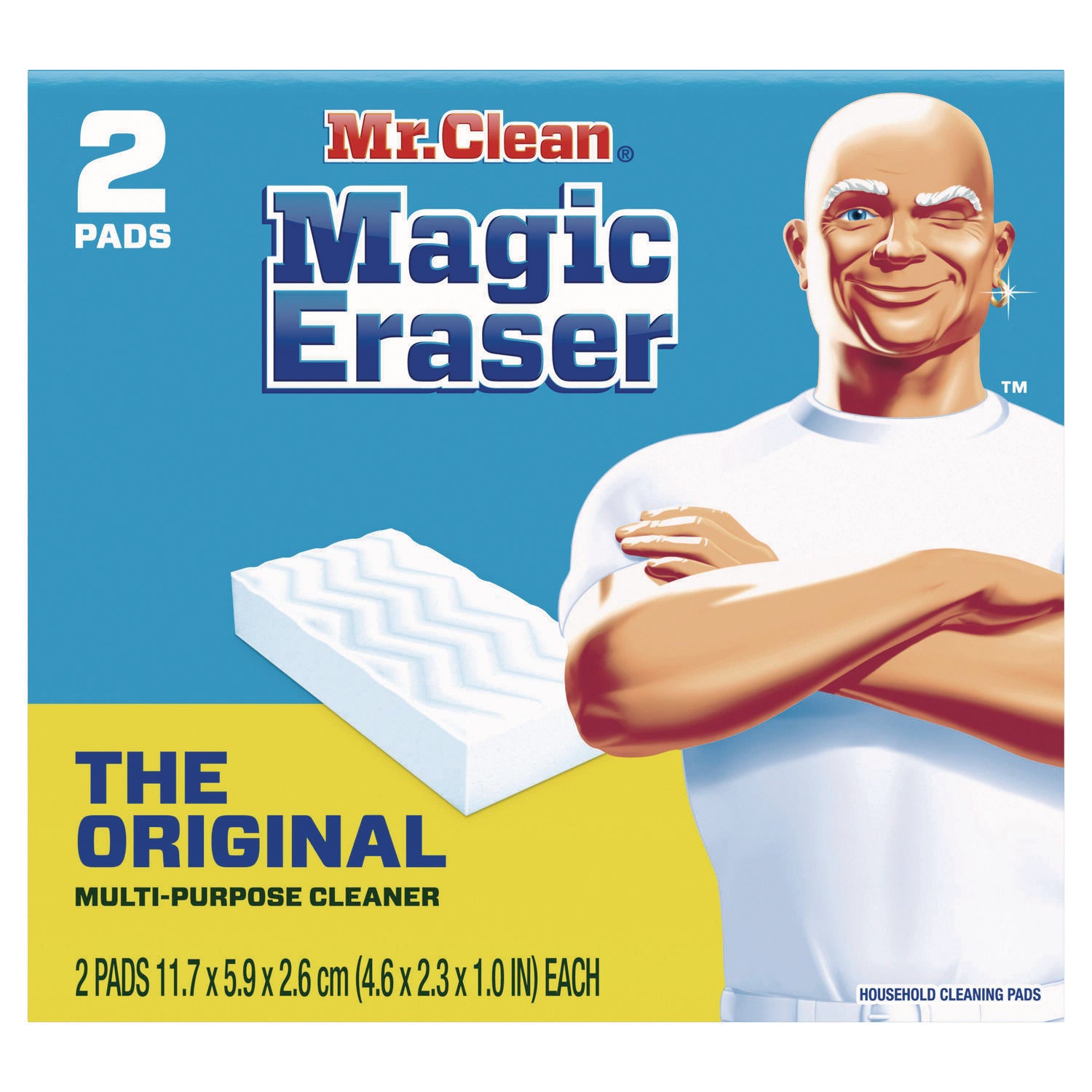 Magic Eraser, 4.6 x 2.3, 1" Thick, White, 2/Pack, 12 Packs/Carton