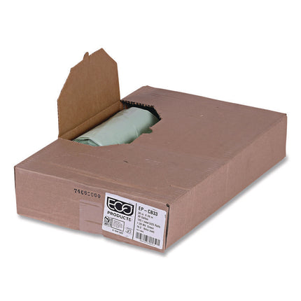 Compostable 30 Gallon Garbage Bags, 1.2 mil, 30 x 39, Translucent Green, 25 Bags/Pack, 8 Packs/Carton
