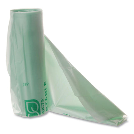 Compostable 30 Gallon Garbage Bags, 1.2 mil, 30 x 39, Translucent Green, 25 Bags/Pack, 8 Packs/Carton