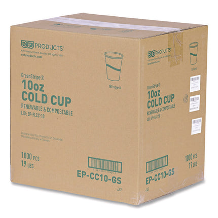 GreenStripe PLA Cold Cups, 10 oz, Plastic, Clear, 1,000/Carton