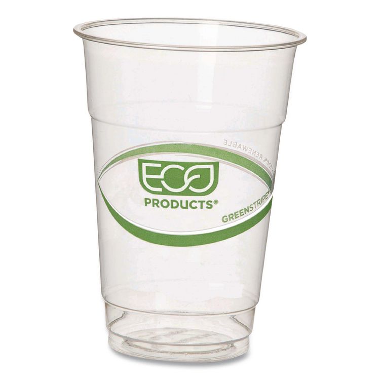GreenStripe PLA Cold Cups, 10 oz, Plastic, Clear, 1,000/Carton