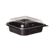 100% Recycled Content 6" Premium Take Out Containers, 12.5 oz, Black Base/Clear Lid, Plastic, 50/Pack, 3 Packs/Carton