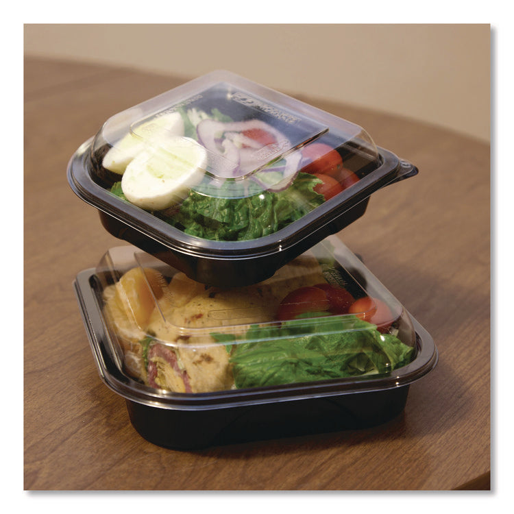 BlueStripe Premium Take-Out Containers, 6.77 x 6.6 x 2.31, Black/Clear, Base/Lid Combo, Plastic, 150/Carton