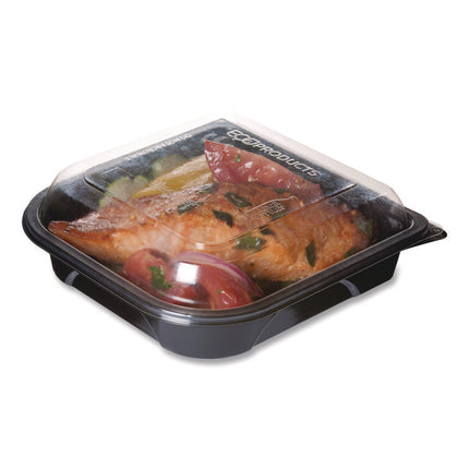 BlueStripe Premium Take-Out Containers, 6.77 x 6.6 x 2.31, Black/Clear, Base/Lid Combo, Plastic, 150/Carton