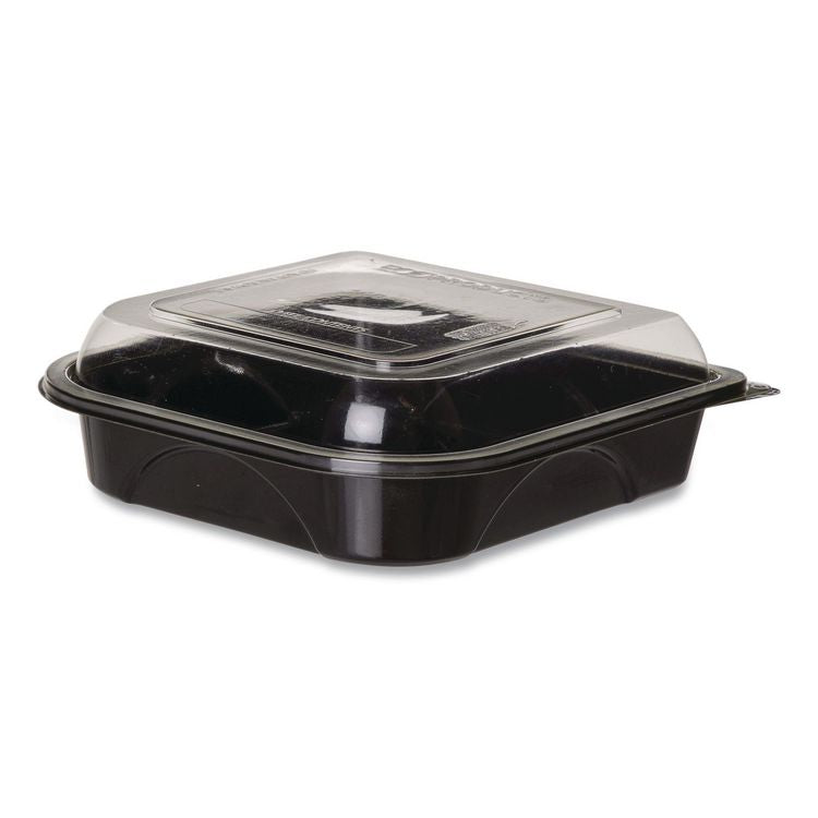 BlueStripe Premium Take-Out Containers, 6.77 x 6.6 x 2.31, Black/Clear, Base/Lid Combo, Plastic, 150/Carton