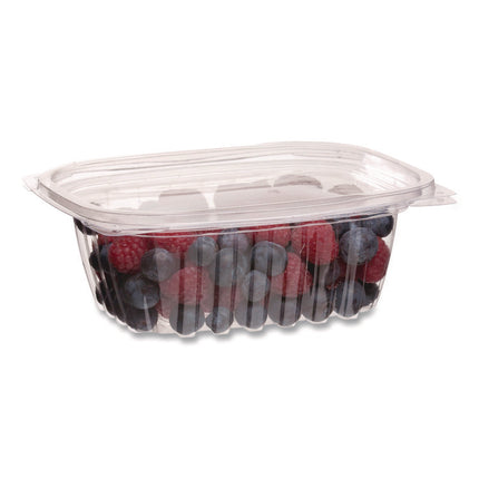 Renewable and Compostable Rectangular Deli Containers with Lid, 12 oz, 2 x 4 x 2, Clear, Plastic, 100/Pack, 3 Packs/Carton