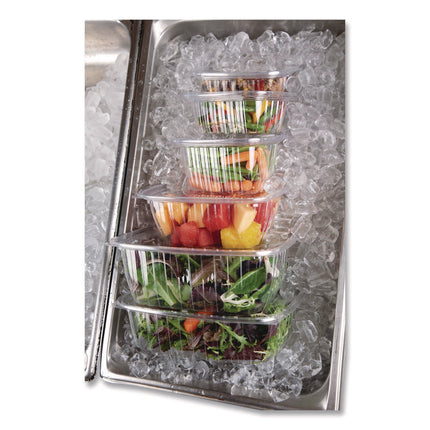 Renewable and Compostable Rectangular Deli Containers with Lid, 24 oz, 4 x 5.5 x 2, Clear, Plastic, 50/Pack, 4 Packs/Carton