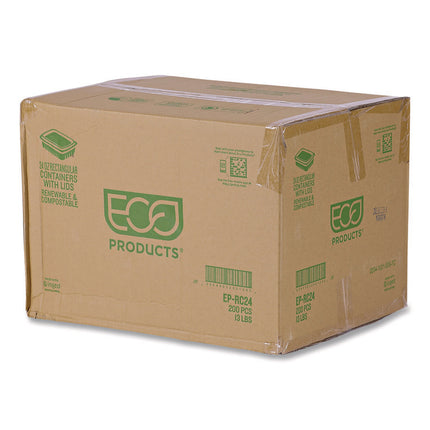 Renewable and Compostable Rectangular Deli Containers with Lid, 24 oz, 4 x 5.5 x 2, Clear, Plastic, 50/Pack, 4 Packs/Carton
