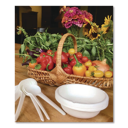 Plantware Compostable Soup Spoon, Heavyweight, Plastic, White, 50/Pack, 20 Packs/Carton