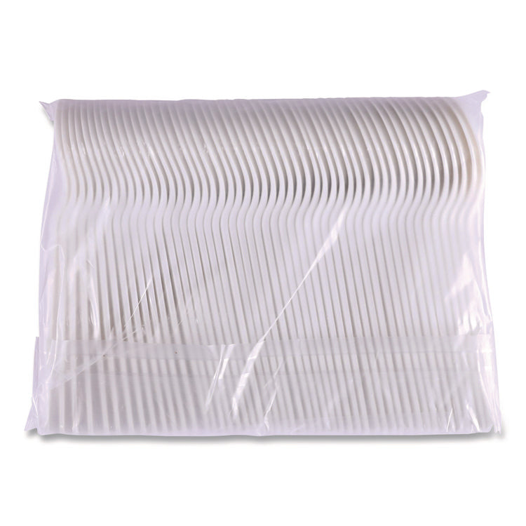 Plantware Compostable Soup Spoon, Heavyweight, Plastic, White, 50/Pack, 20 Packs/Carton