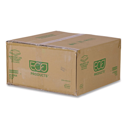 Renewable and Compostable Lids, Fits 5" Square Containers, Clear, Plastic, 50/Pack, 8 Packs/Carton
