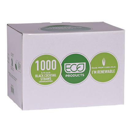 Unwrapped Straw, 5.75, Plastic, Black, 20,000/Carton