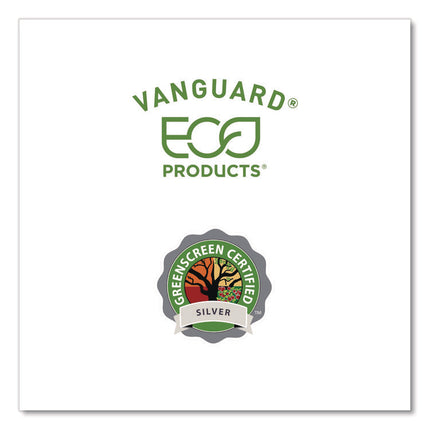 Vanguard Renewable and Compostable Sugarcane Clamshells, 3 Compartments, 9 x 6 x 3, White, 250/Carton