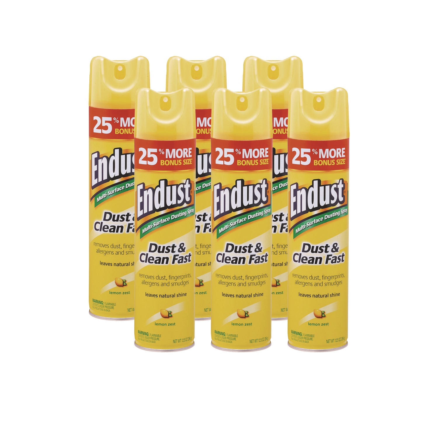 Endust Multi-Surface Dusting And Cleaning Spray, Lemon Zest, 12.5 Oz Aerosol Spray, 6/carton