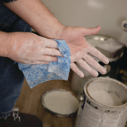 Hand Cleaner Towels, 1-Ply, 10 x 12, Citrus, Blue/White, 72/Bucket, 6 Buckets/Carton