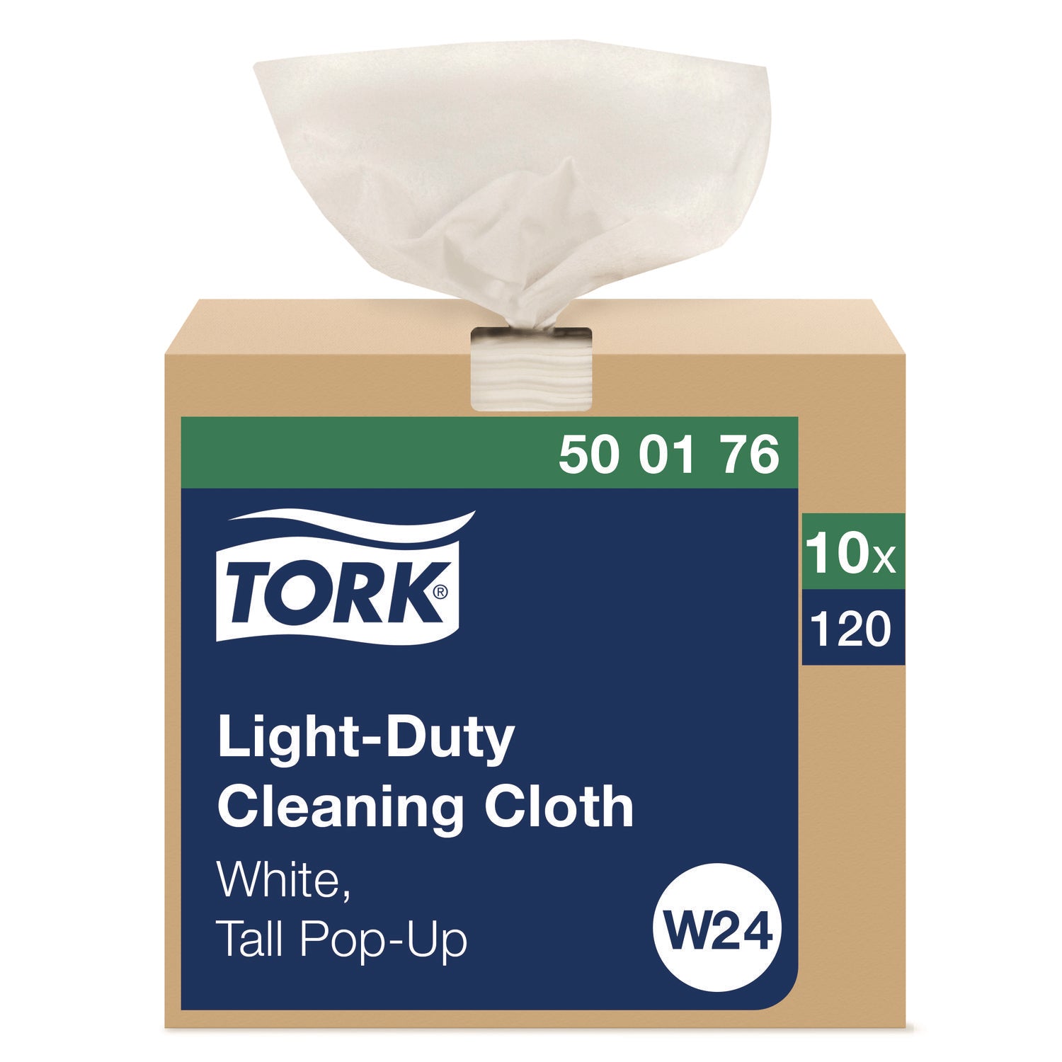 Light Duty Cleaning Cloth Pop Up Box, 1-Ply, 8.3 x 16.1, White, 120 Cloths/Pack, 10 Packs/Carton