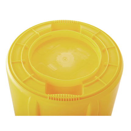 Vented Round Brute Container, 20 gal, Plastic, Yellow