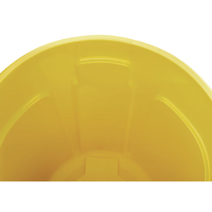 Vented Round Brute Container, 20 gal, Plastic, Yellow
