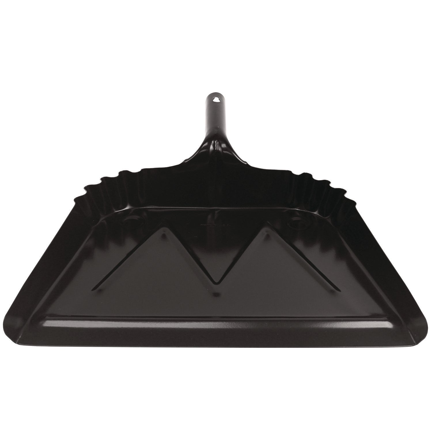 Heavy-Duty Commercial Dust Pan, 16 X 15.5, 5.38" Handle, 20-Gauge Steel, Black