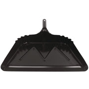 Heavy-Duty Commercial Dust Pan, 16 X 15.5, 5.38" Handle, 20-Gauge Steel, Black