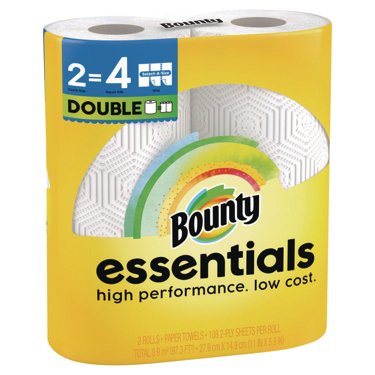 Essentials Select-A-Size Kitchen Roll Paper Towels, 2-Ply, White, 108 Sheets/Roll, 2/Pack, 8 Packs/Carton