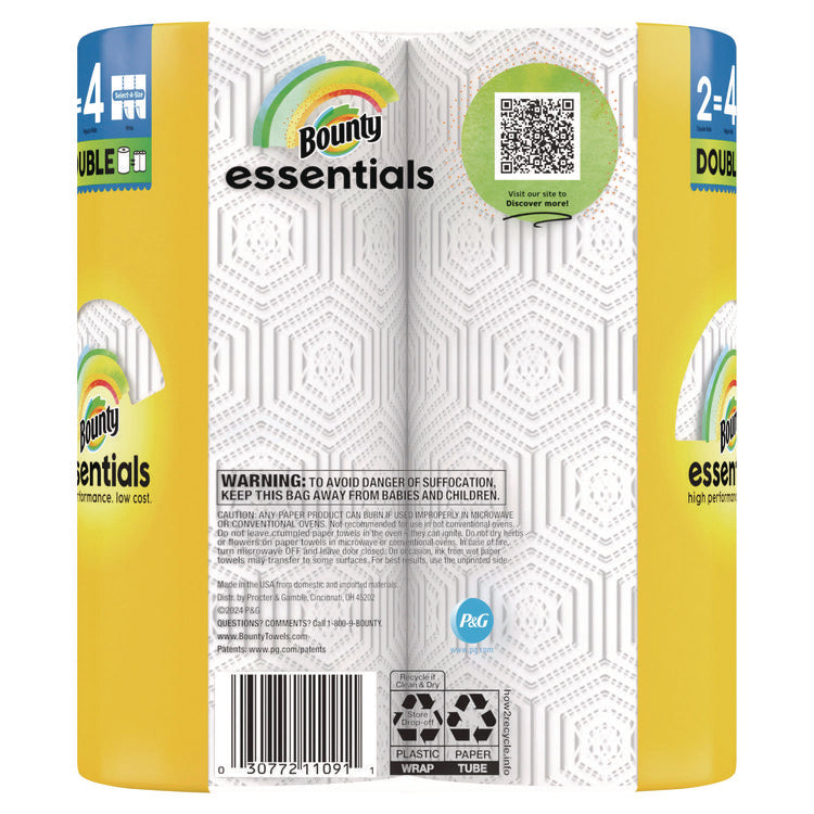 Essentials Select-A-Size Kitchen Roll Paper Towels, 2-Ply, White, 108 Sheets/Roll, 2/Pack, 8 Packs/Carton