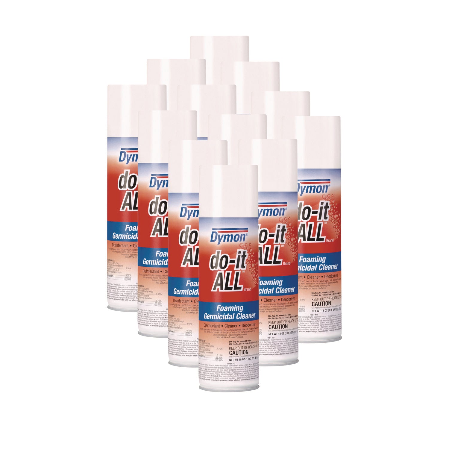 Do-It-All Germicidal Foaming Cleaner, 18 Oz Aerosol Spray, 12/carton