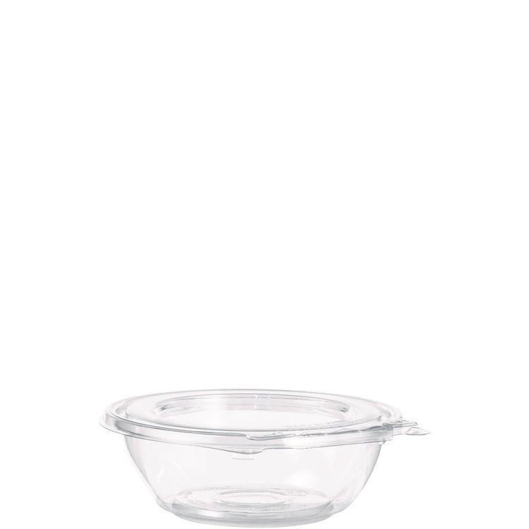 SafeSeal Tamper-Resistant, Tamper-Evident Bowls with Flat Lid, 8 oz, 5.5" Diameter x 1.7" h, Clear, Plastic, 240/Carton