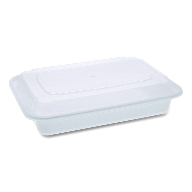 Newspring VERSAtainer Microwavable Containers, Base/Lid Combo, 8.8 x 6 x 2, White/Clear, Plastic, 150/Carton