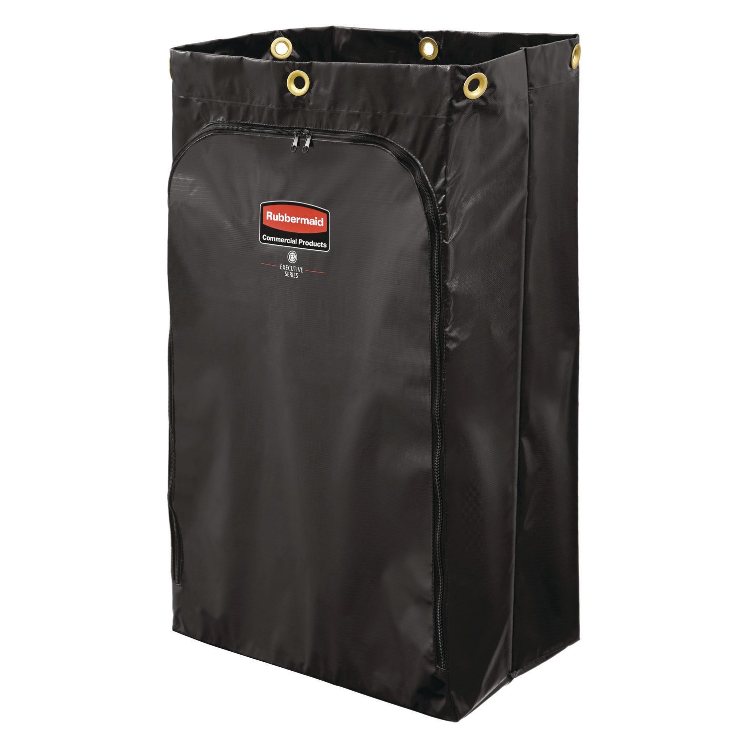 Zippered Vinyl Cleaning Cart Bag for Rubbermaid Commercial FG6173-88, 24 gal, 6.5" x 9.13" x 17.25", Black, 4/Carton