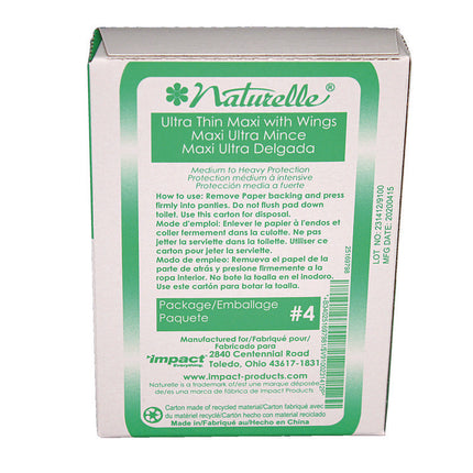 Naturelle Maxi Pads, #4 Ultra Thin With Wings, 200 Individually Wrapped/carton