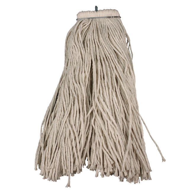Layflat Regular Screw-Type Mop Head, Cotton, 24 Oz, 1" Headband, White