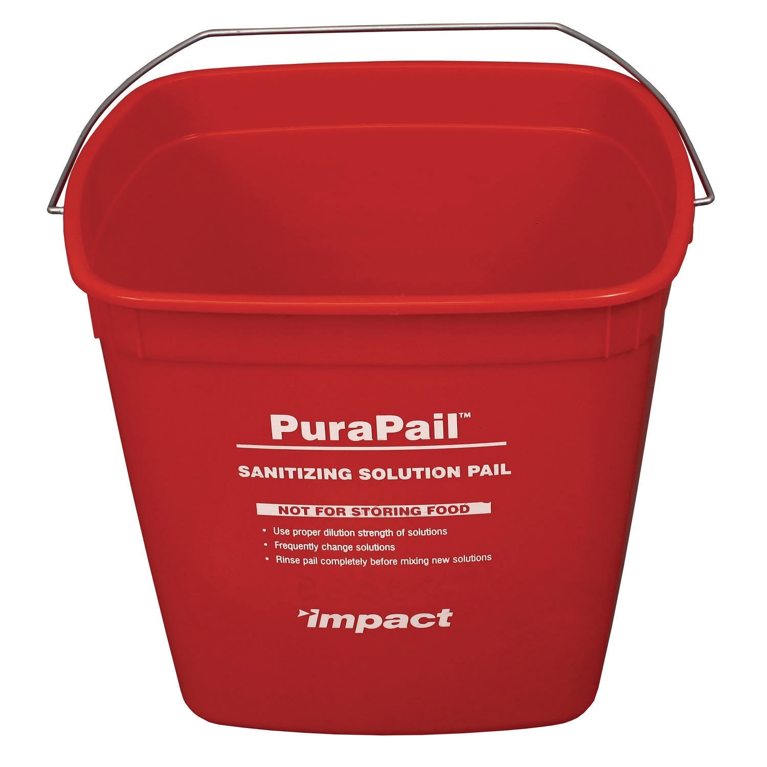 Purapail Sanitizing Bucket, 6 Qt, Polyethylene, Red