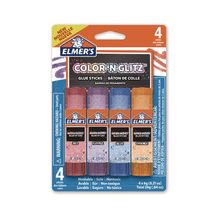 Glitter Glue Sticks, 0.21 oz, Applies Assorted Colors, Dries Clear Glitter, 4/Pack