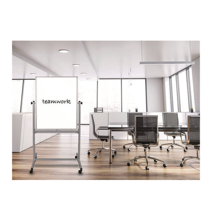 Mobile Magnetic Whiteboard, 27" x 59", White Surface, Satin Aluminum Frame