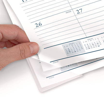 Desk Pad, 21.75 x 17, White Sheets, Black Binding, Clear Corners, 12-Month (Jan to Dec): 2025