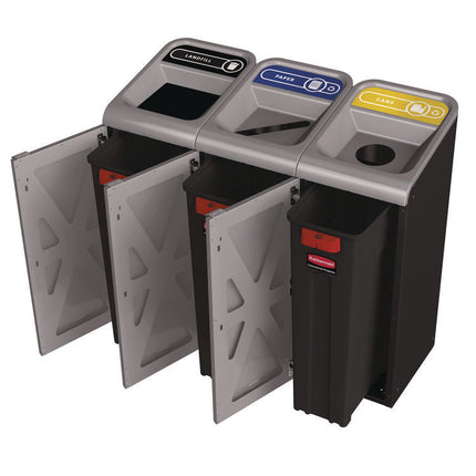 Configure Indoor Recycling Waste Receptacle, 33 gal, Metal, Gray