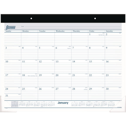 Desk Pad, 21.75 x 17, White Sheets, Black Binding, Clear Corners, 12-Month (Jan to Dec): 2025