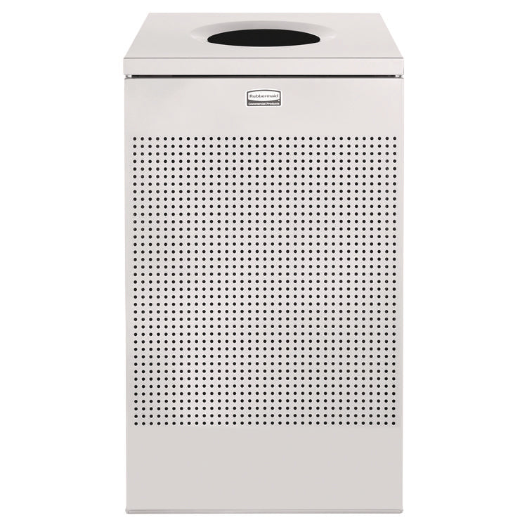 Designer Line Silhouettes Waste Receptacle, 20 gal, Steel, Silver Metallic