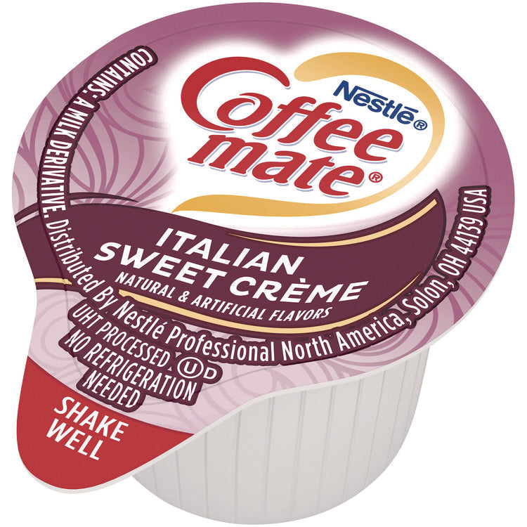 Liquid Coffee Creamer, Italian Sweet Cream, 0.38 oz Mini Cups, 50/Box, 4 Boxes/Carton